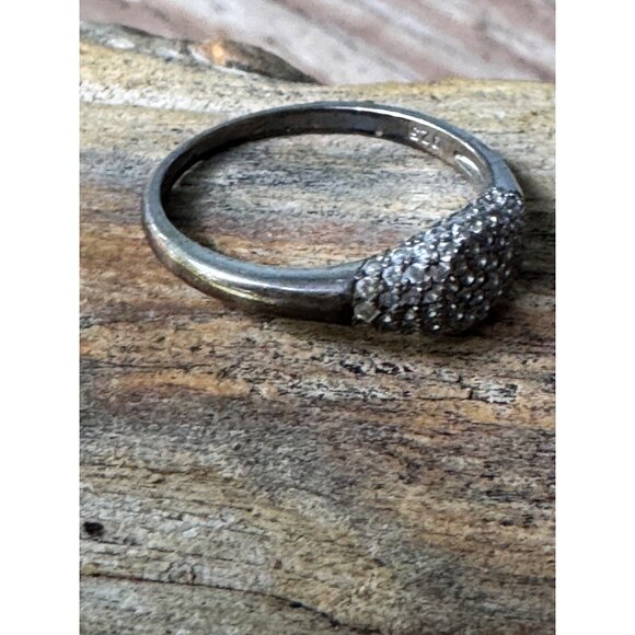 Sterling Silver 925 Ring With Pave-Style Clear Accents 2.22g - Picture 3 of 7